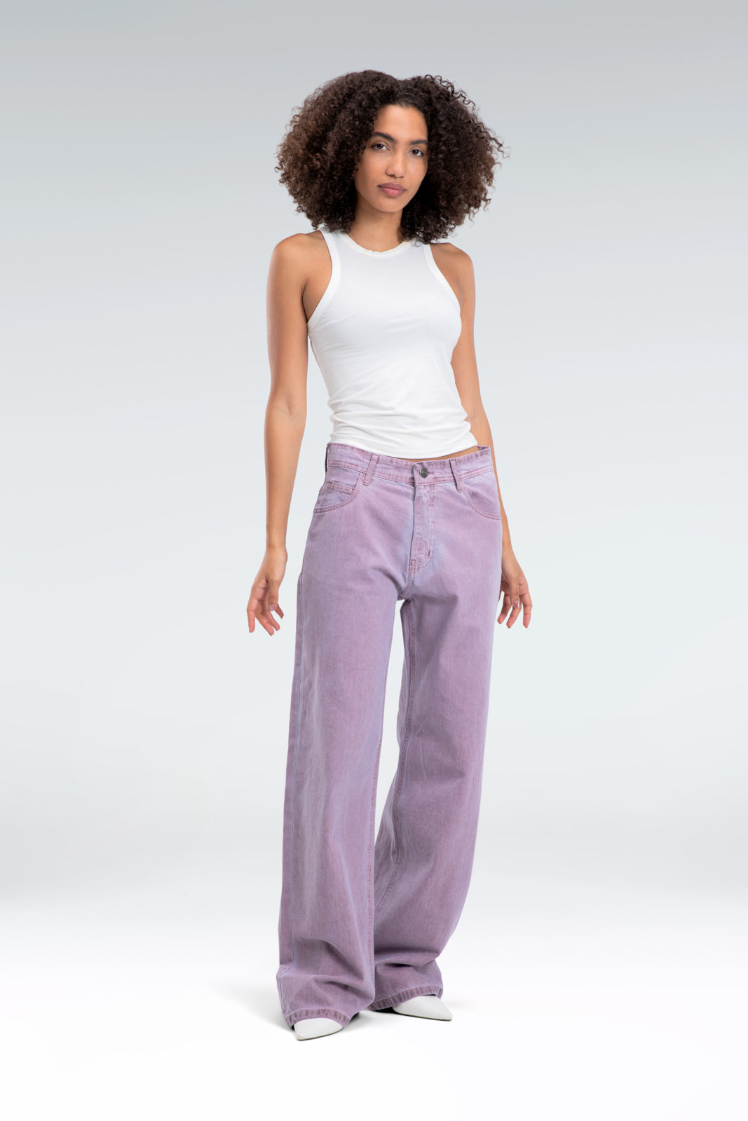 wide leg washed effect jeans