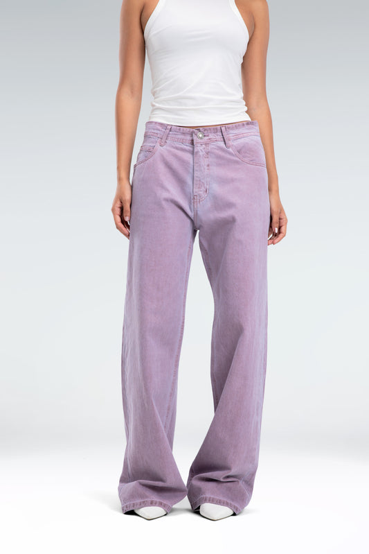 wide leg washed effect jeans