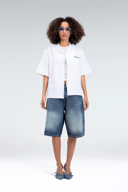 cotton linen embroidered shirt