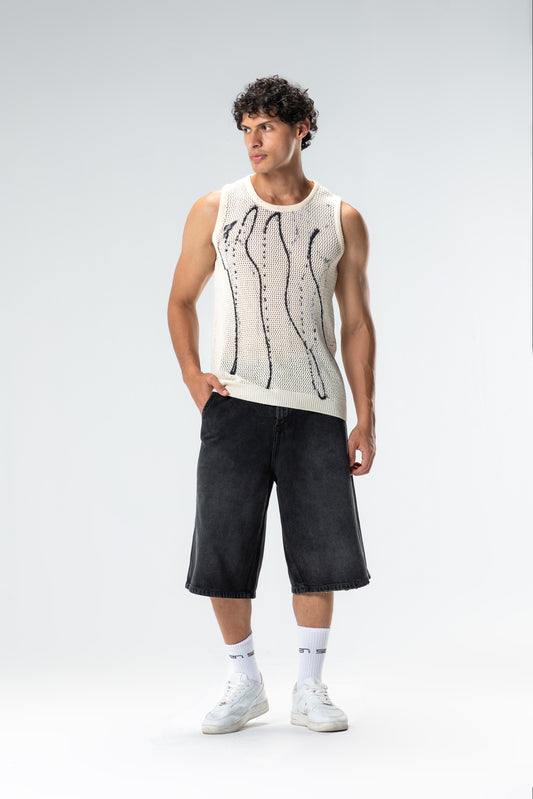 graphic knit tank top