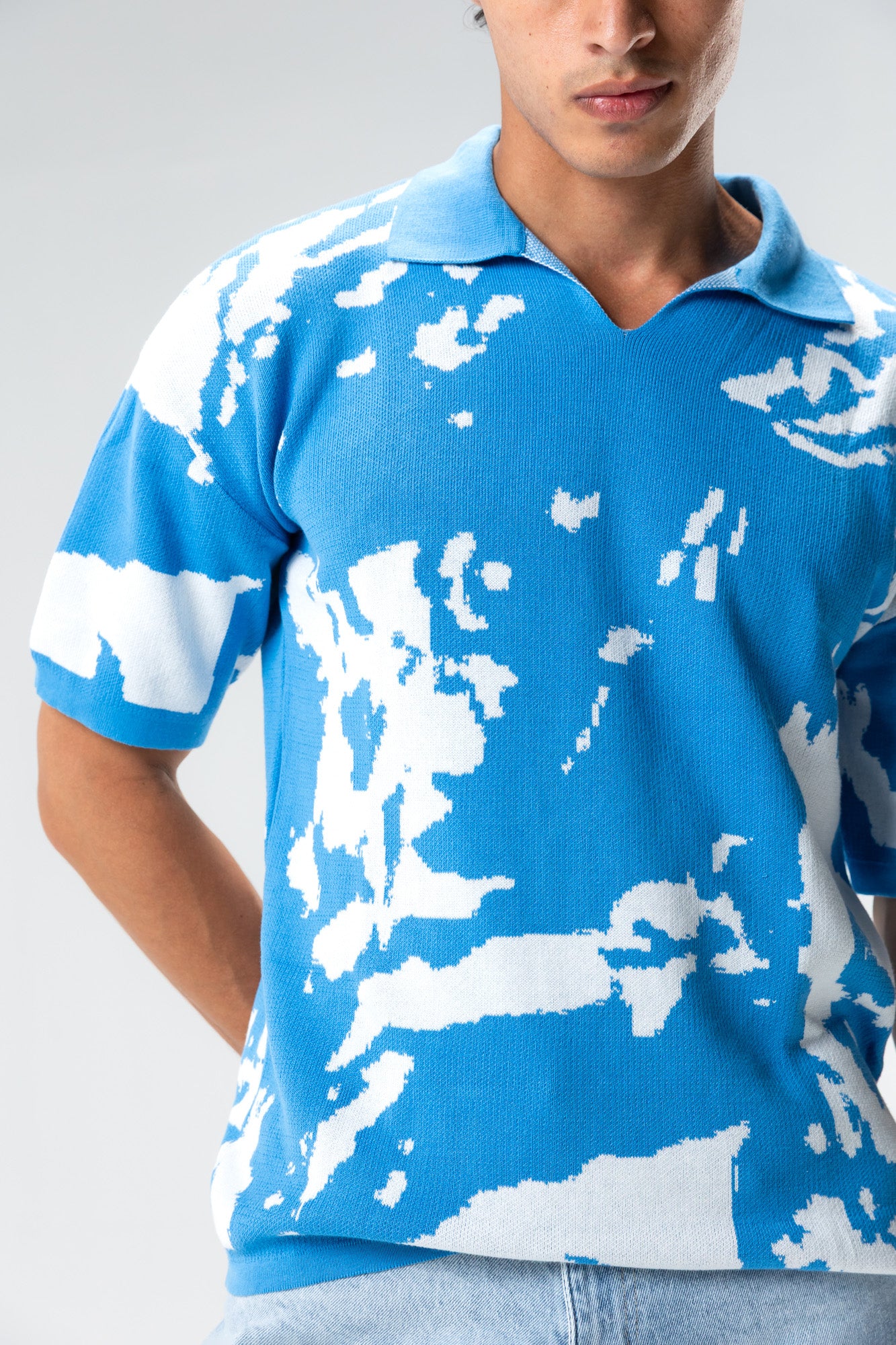 graphic knit polo shirt