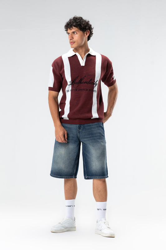knit polo shirt