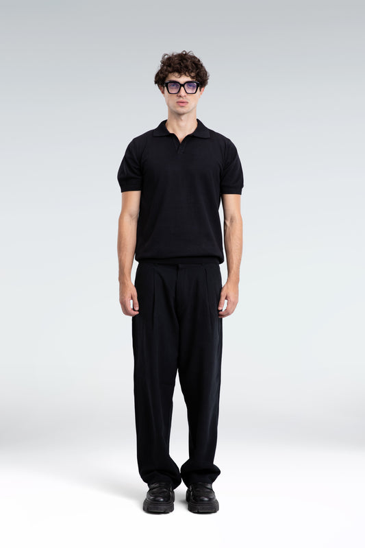 basic knit polo shirt