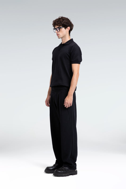 basic knit polo shirt