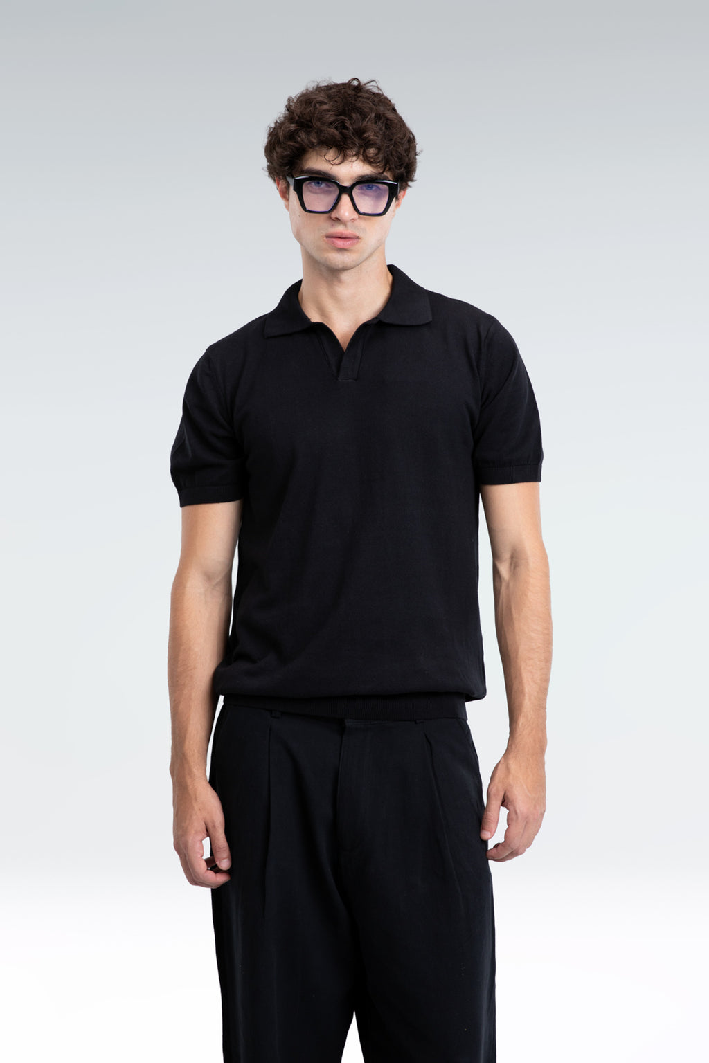 basic knit polo shirt