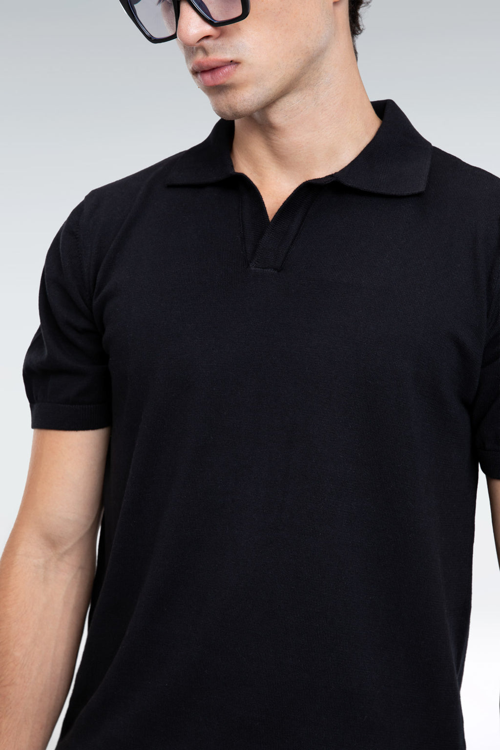 basic knit polo shirt