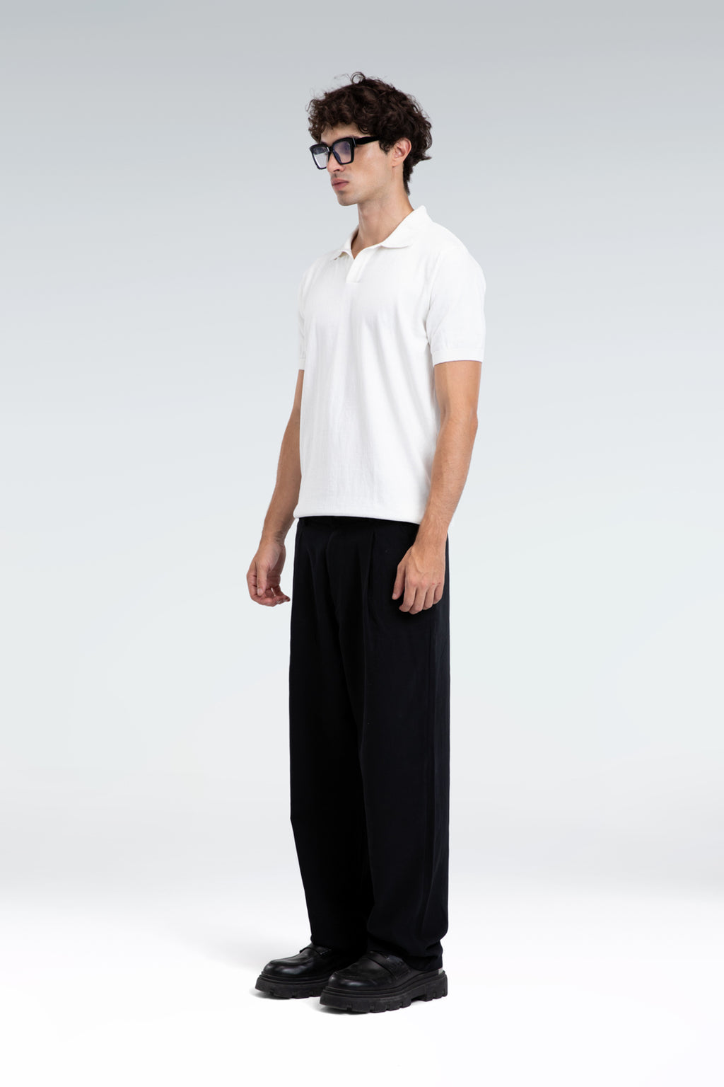 basic knit polo shirt