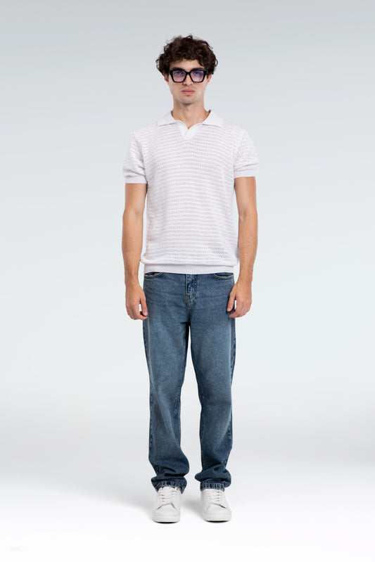 open work polo shirt