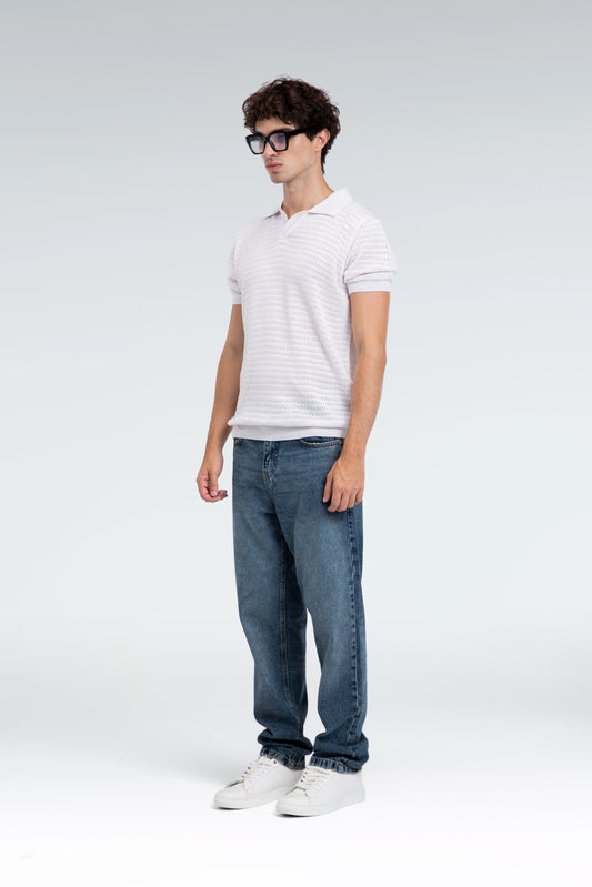 open work polo shirt