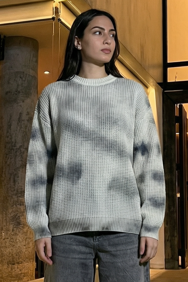 washed abstract print knitwear