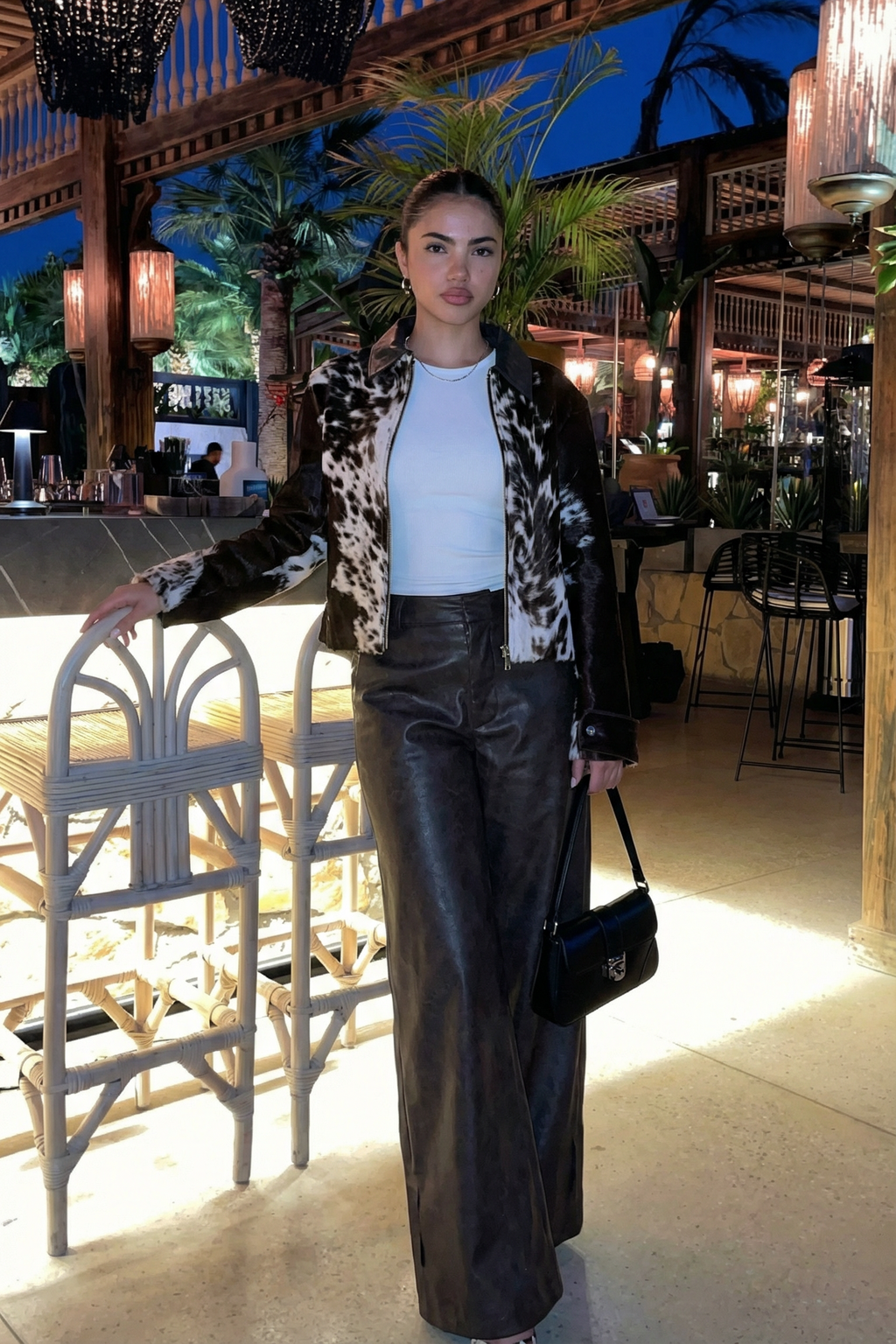 cow hide natural leather jacket ( one of a kind )