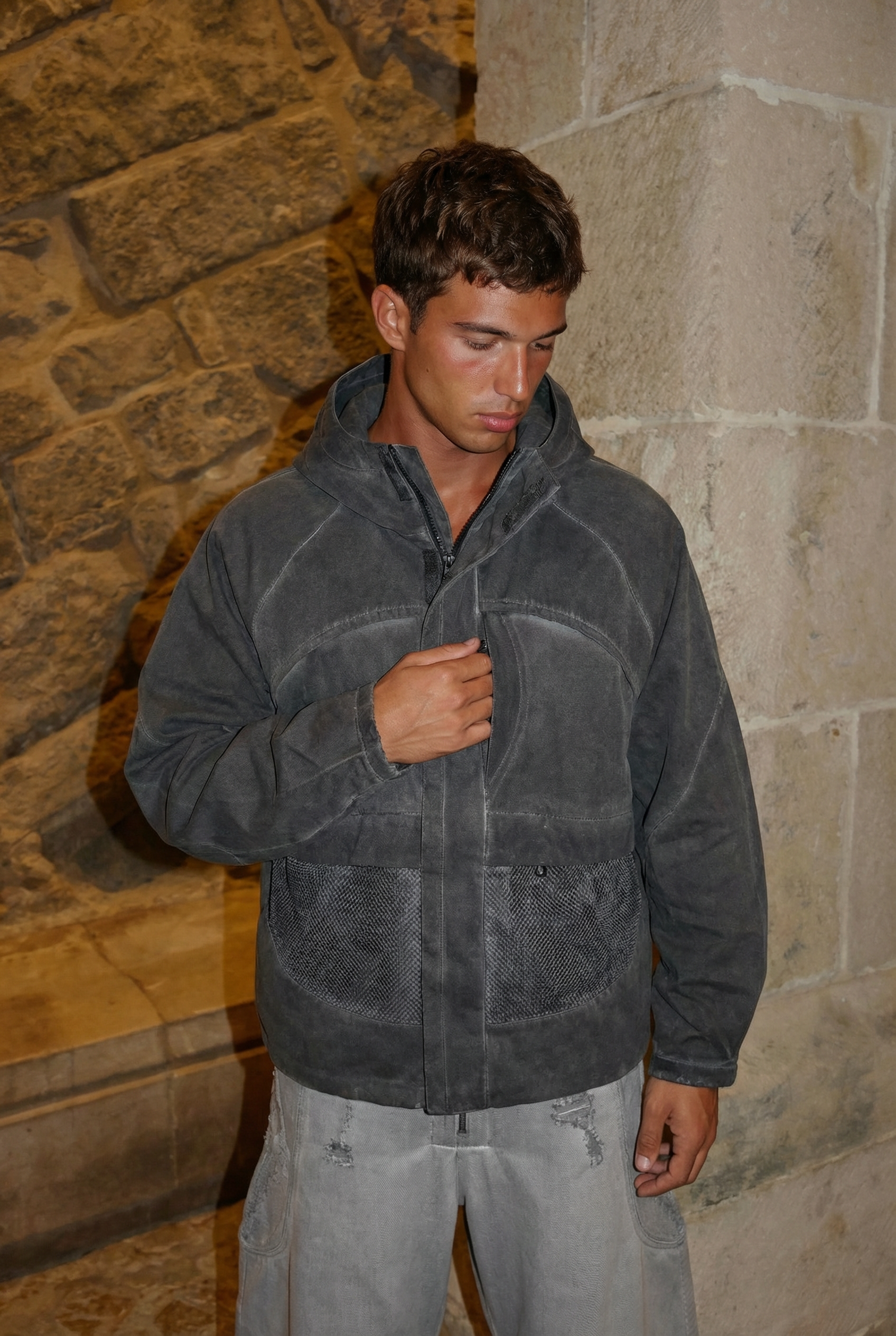 Washed Gray Technical Utility Jacket