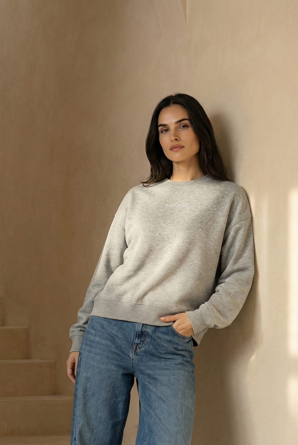 printed crew neck sweatshirt