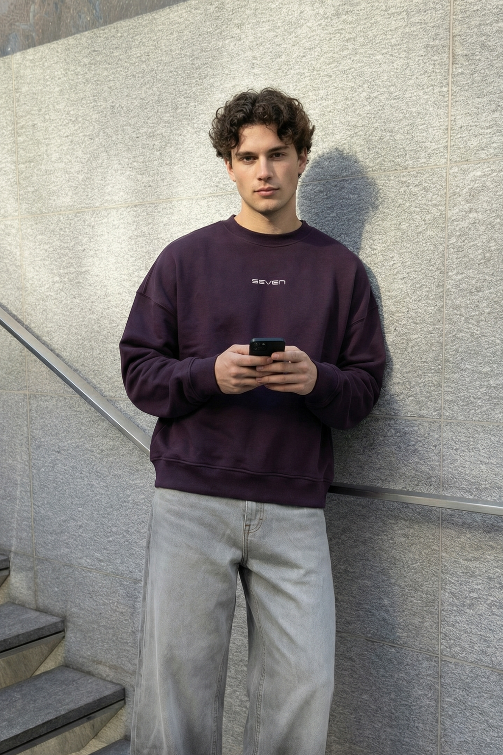 printed crew neck sweatshirt