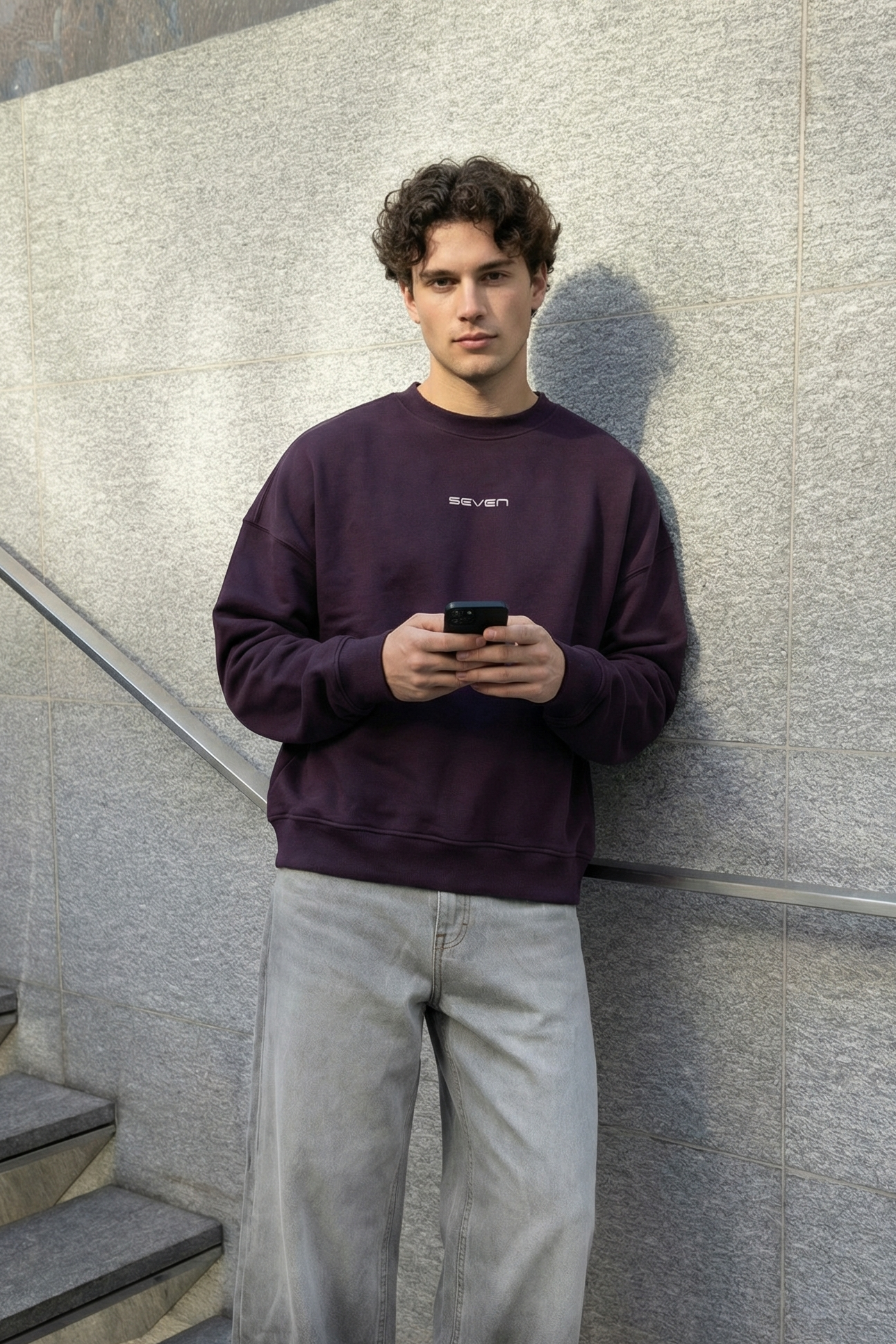 printed crew neck sweatshirt