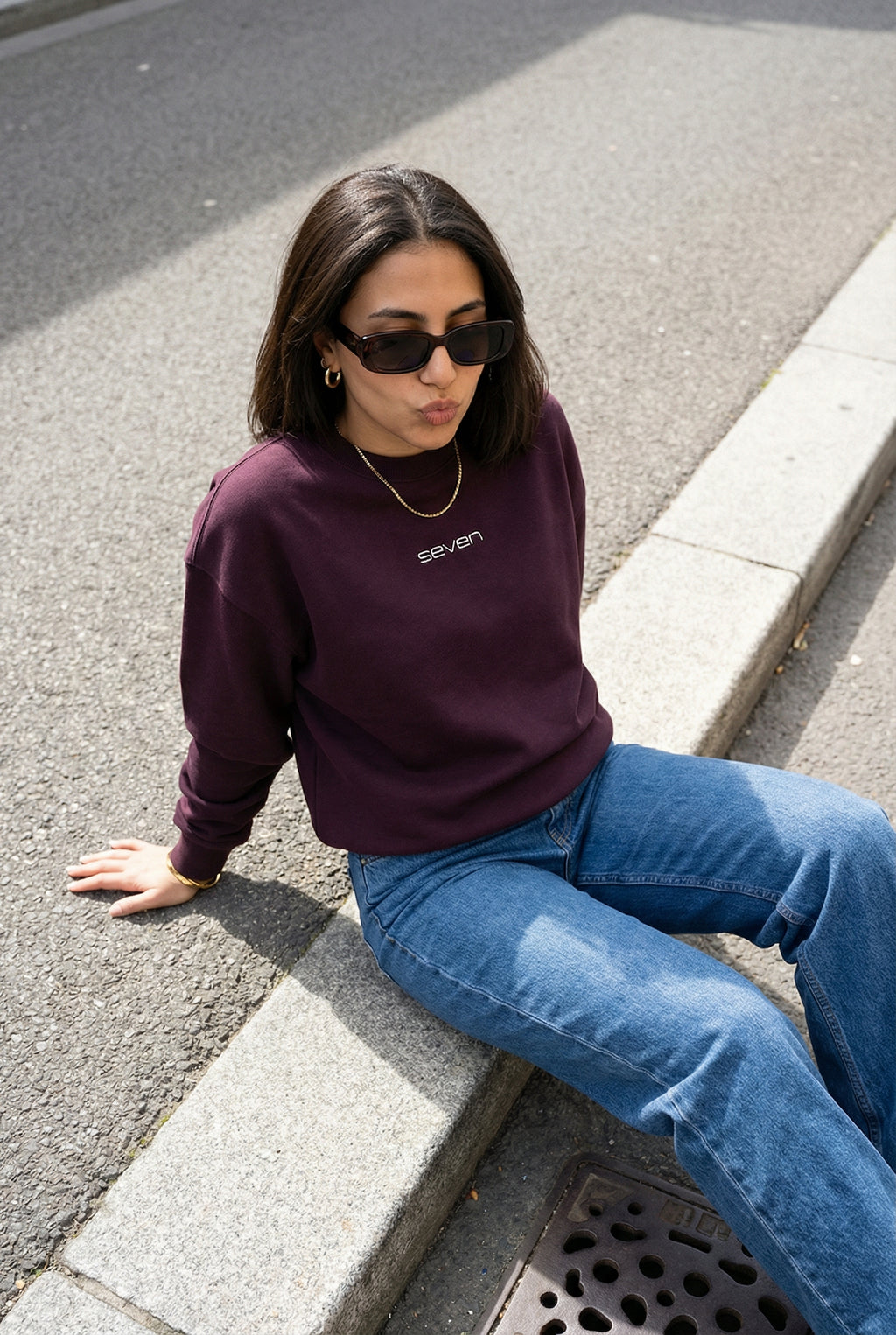 printed crew neck sweatshirt