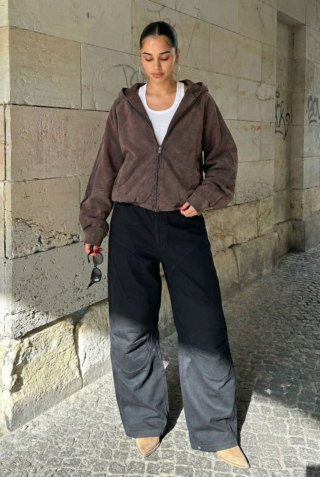 Faux suede bomber jacket