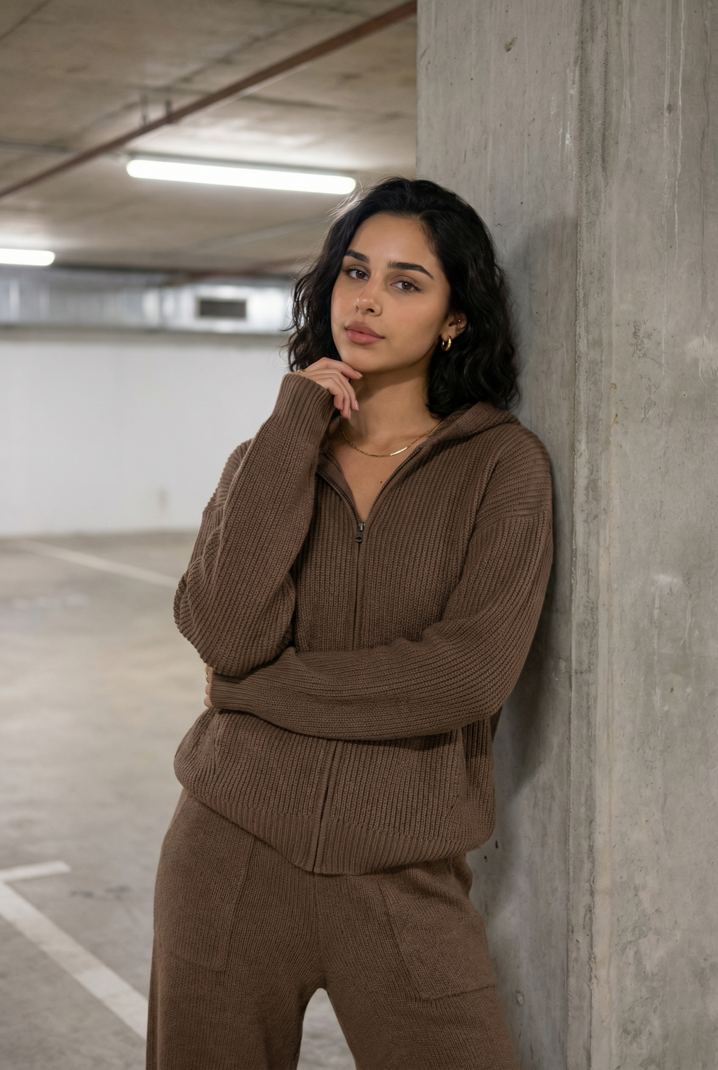 cotton - knit hoodie