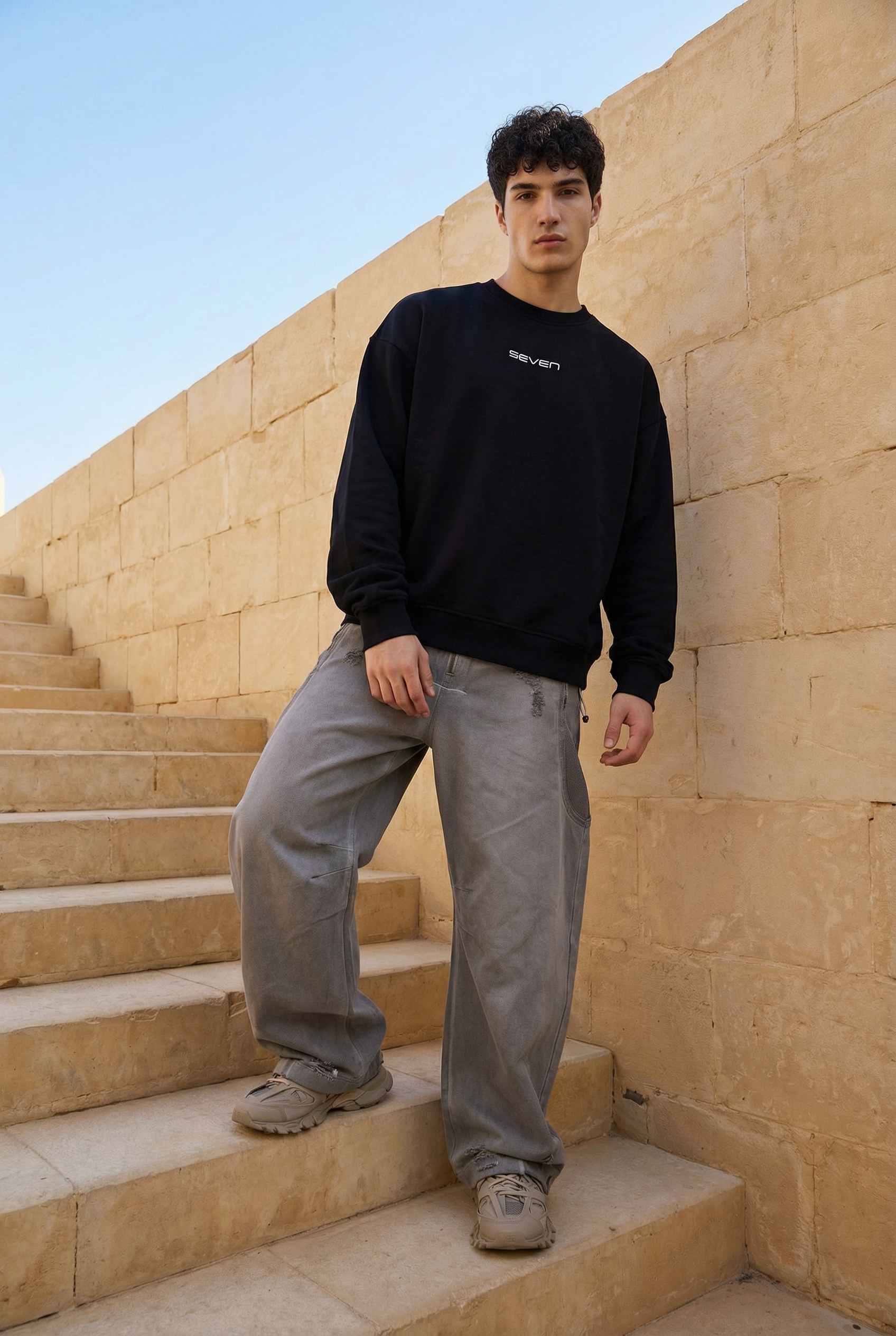 printed crew neck sweatshirt