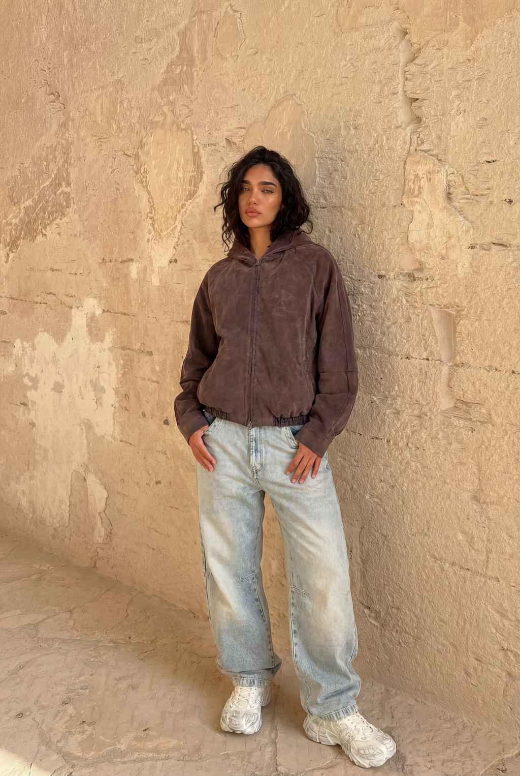 Faux suede bomber jacket