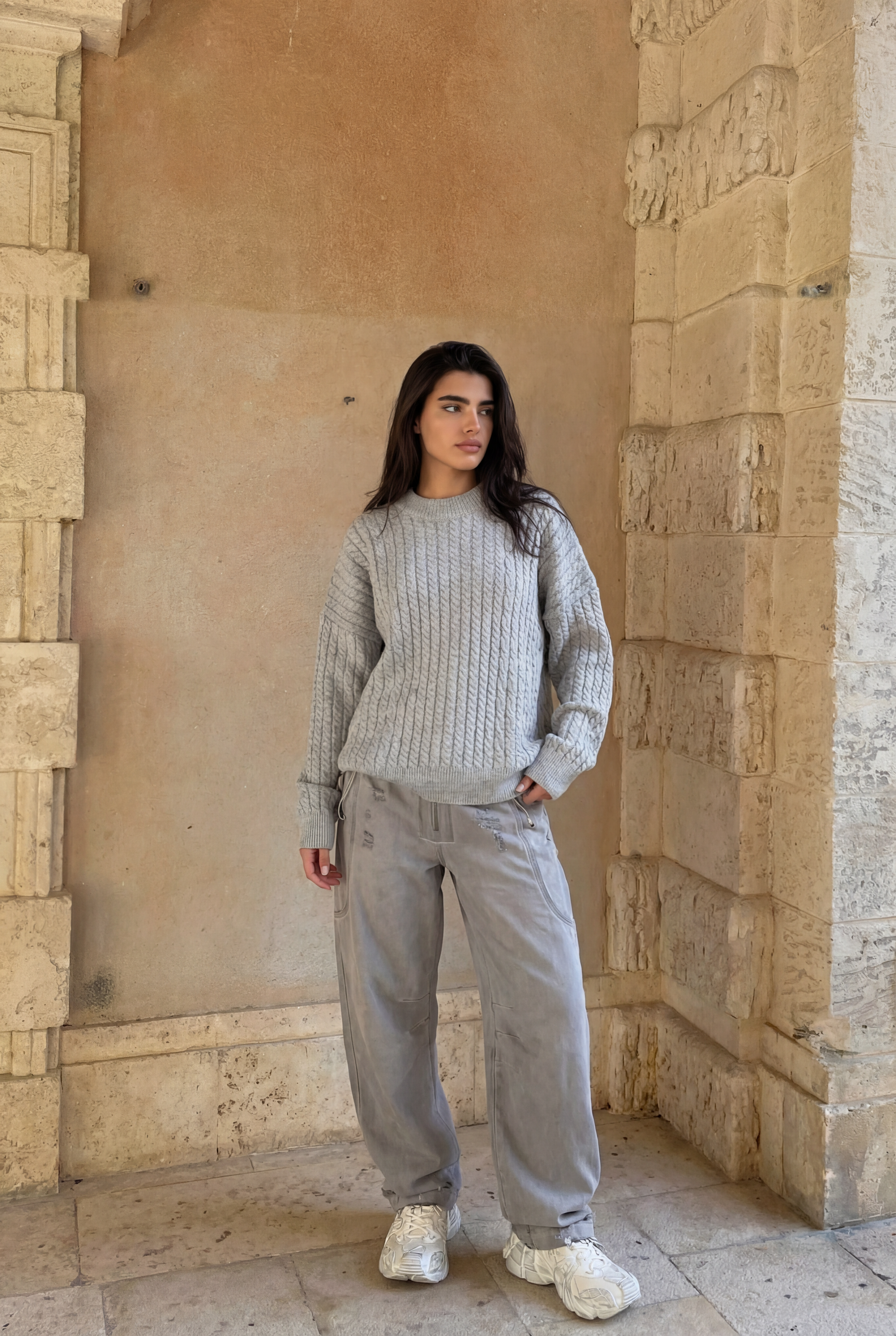 textured boxy fit knitwear