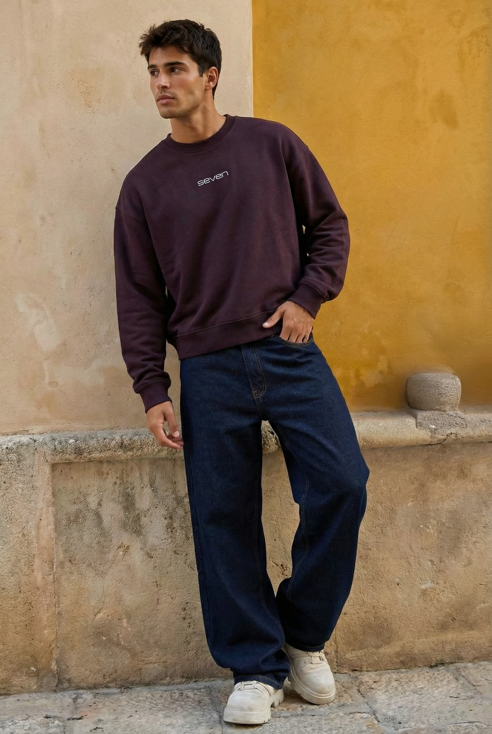 printed crew neck sweatshirt