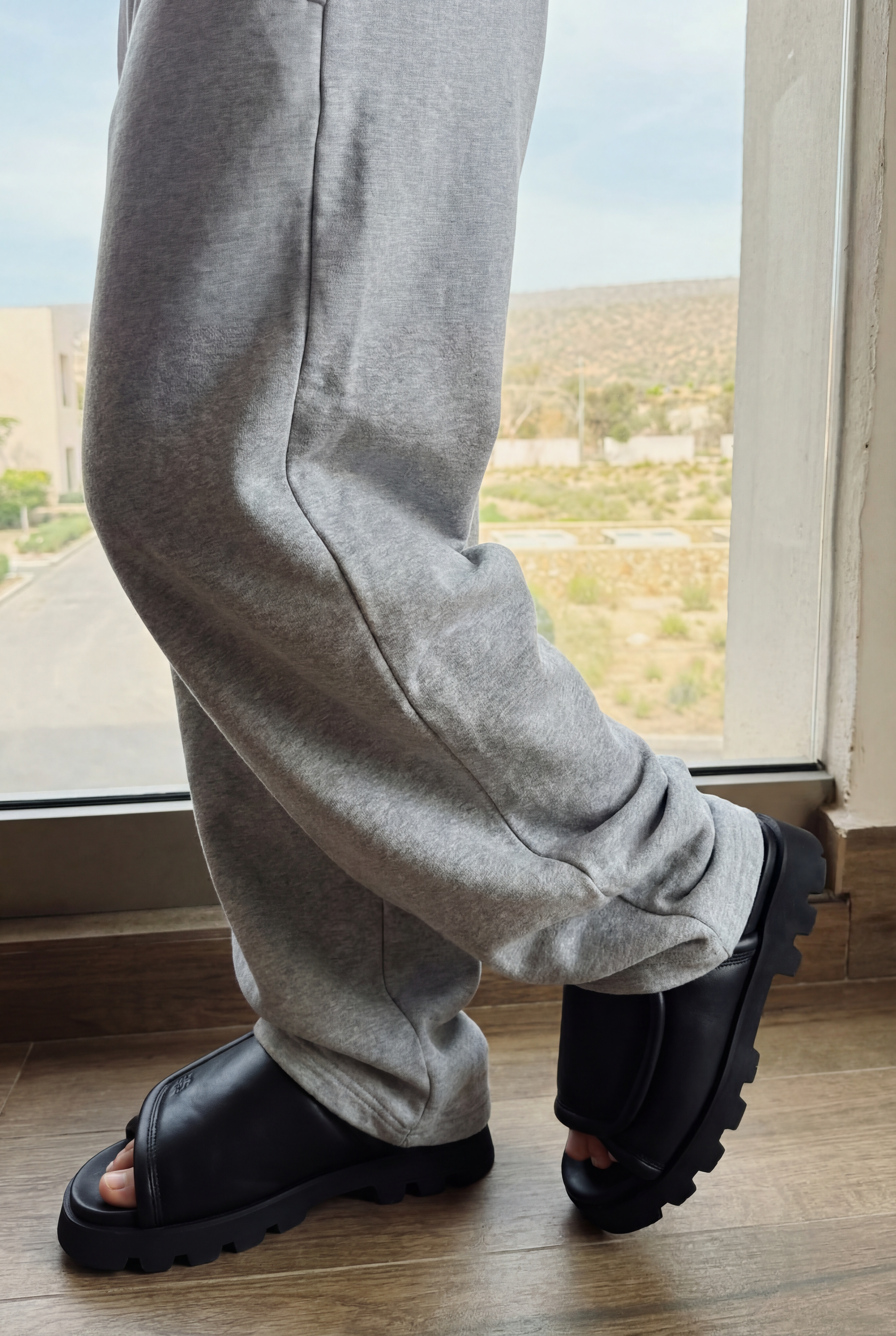 padded leather slide flip flop