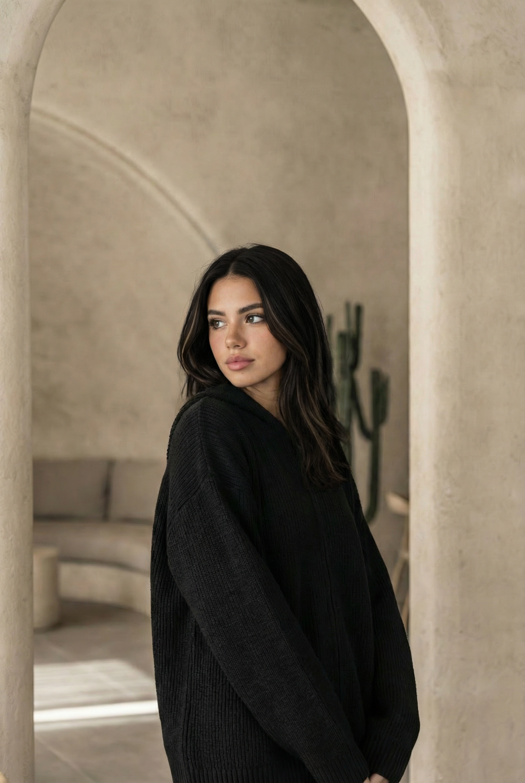 cotton - knit hoodie