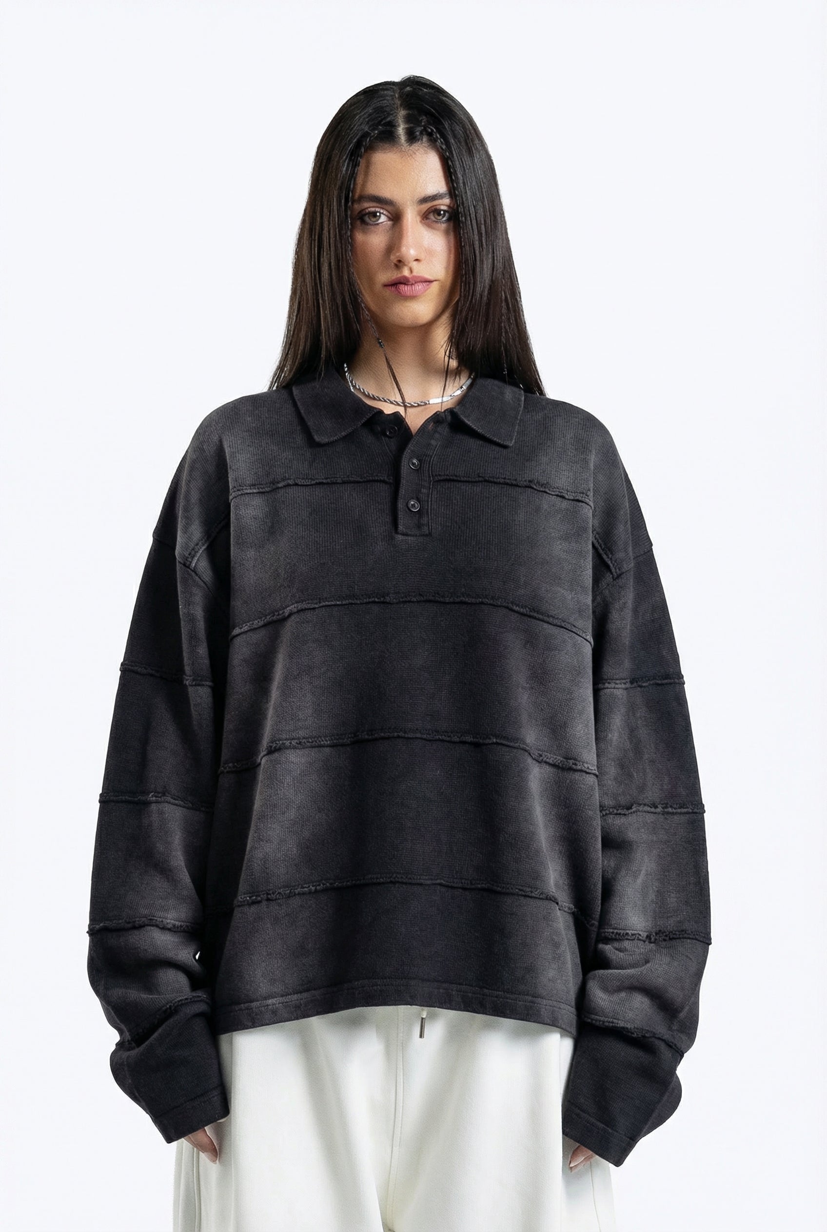 collar polo sweatshirt