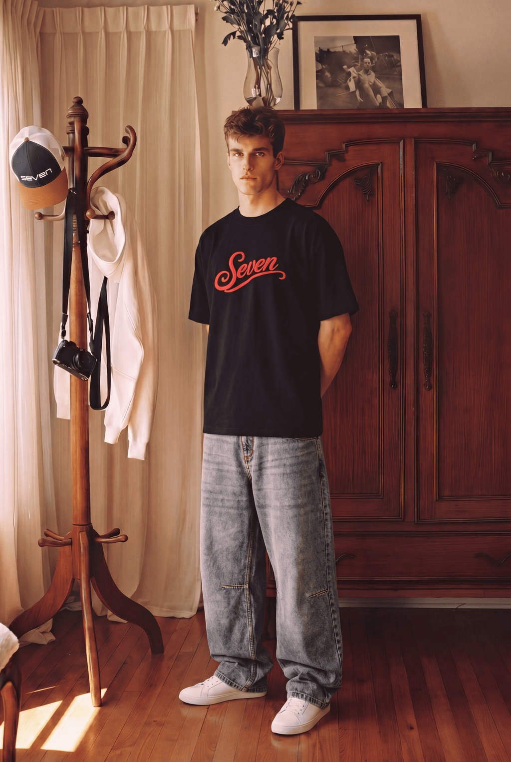 Men's Black T-Shirt | SEVEN