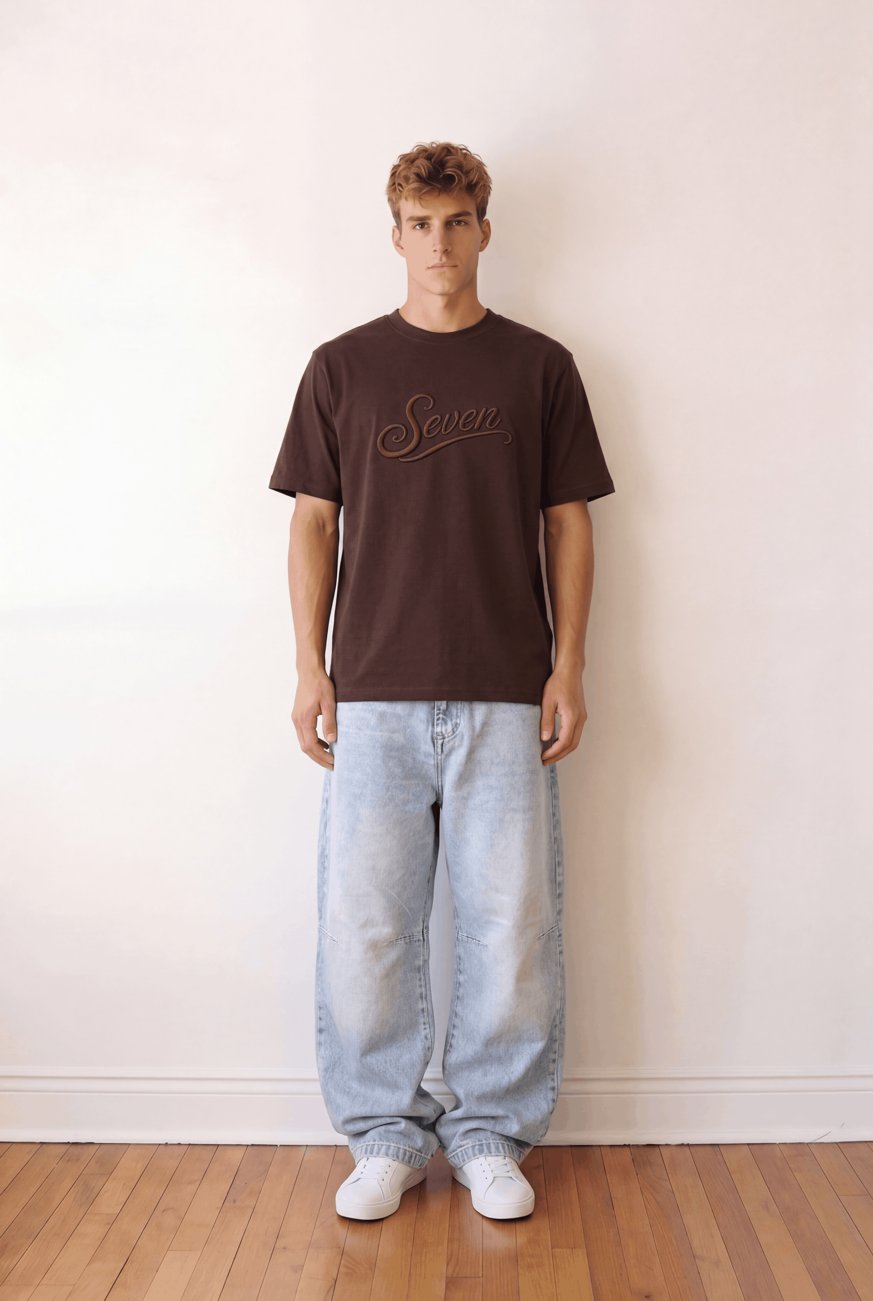 Dark brown embossed seven Tshirt