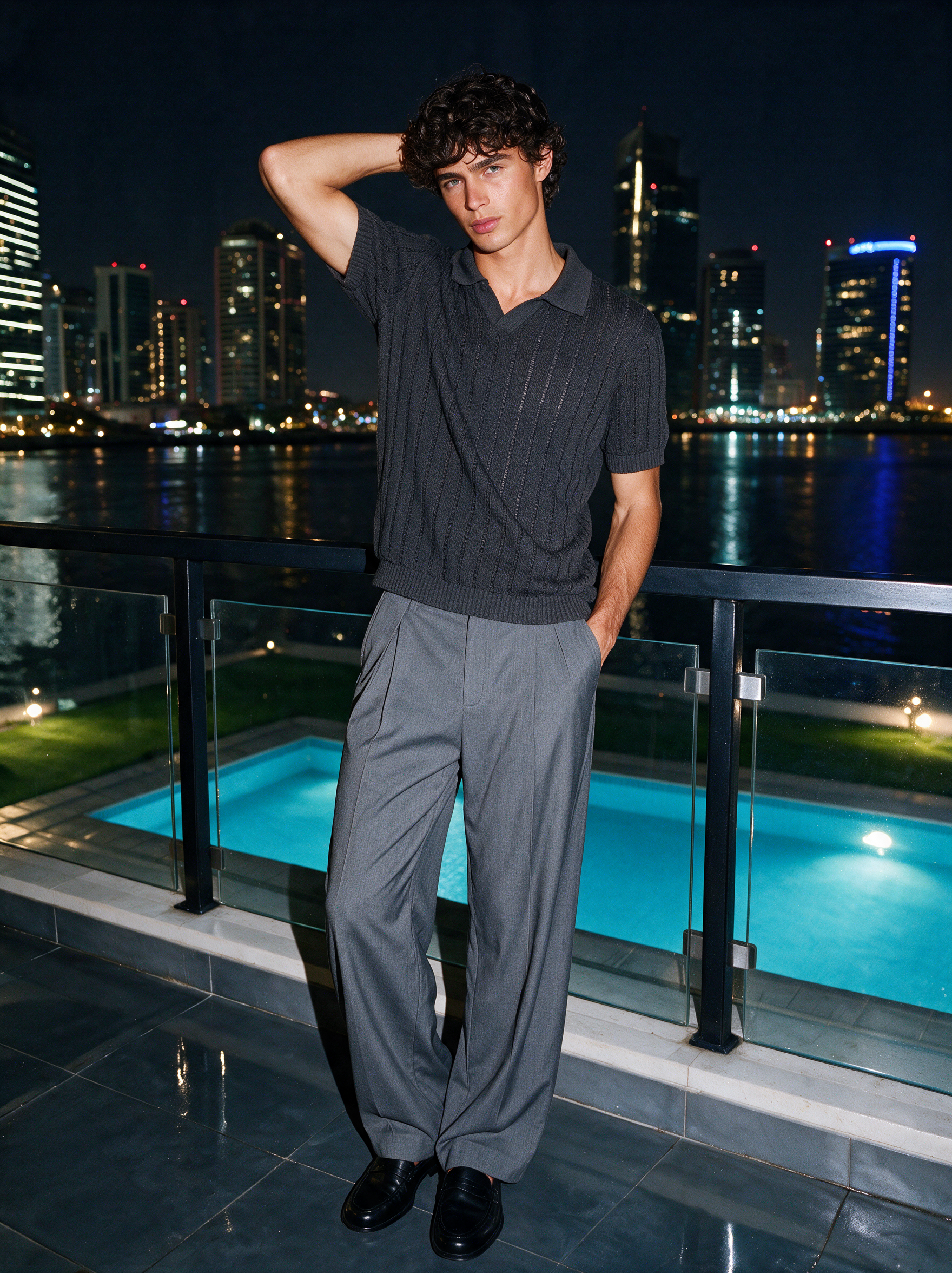 Knitted Polo Shirt – dark gray