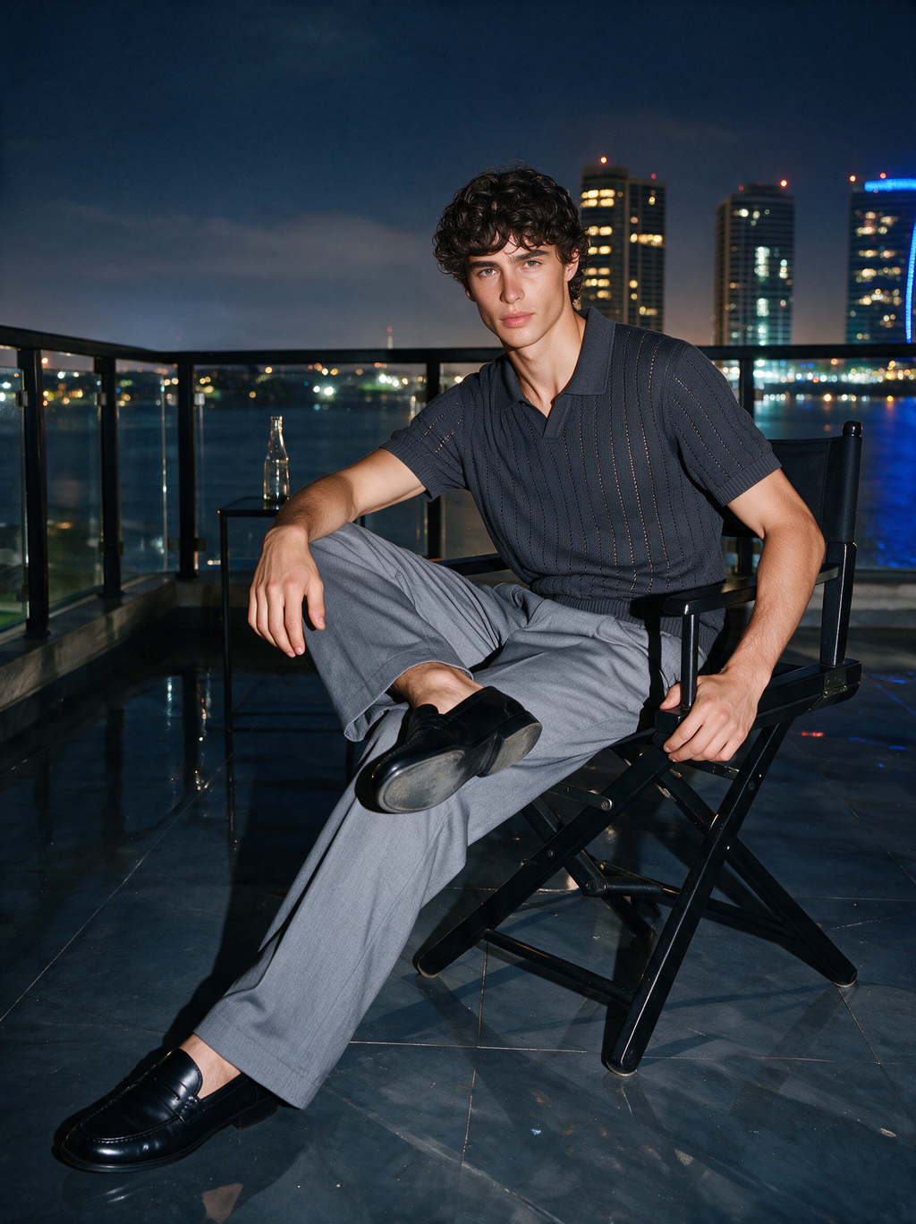 Knitted Polo Shirt – dark gray