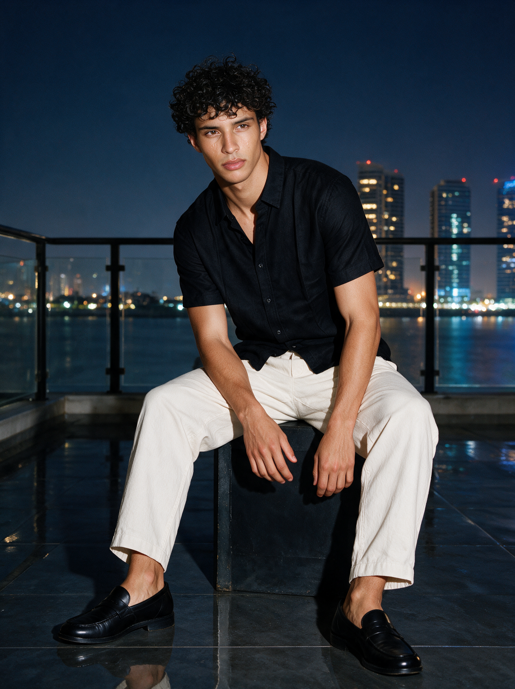 Relaxed Linen Black Shirt