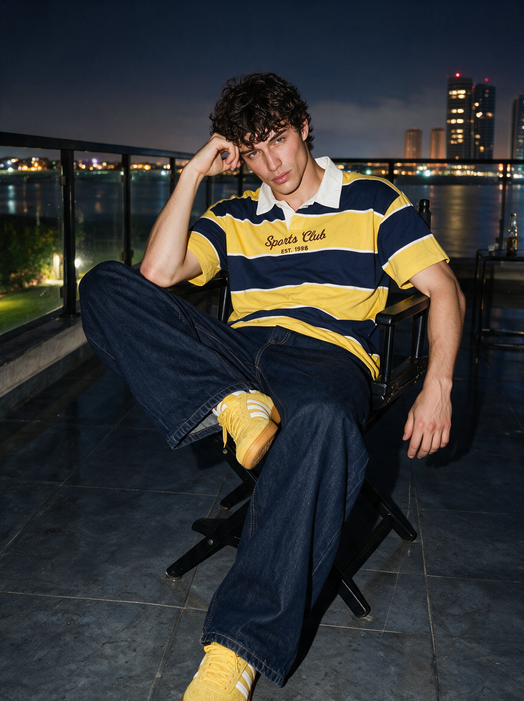 Clubhouse Contrast Polo – Yellow & Blue