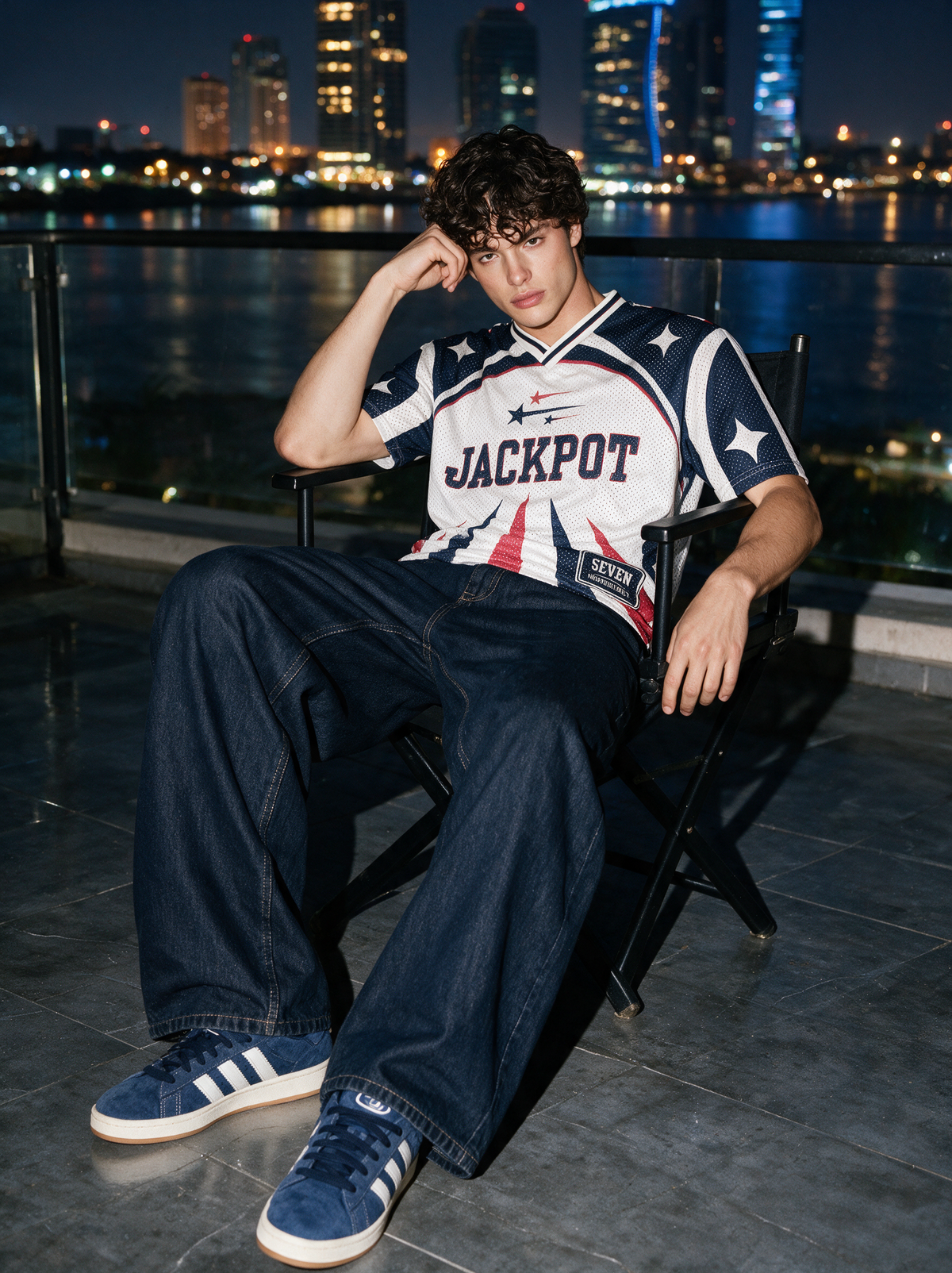 Varsity Football T-Shirt – Navy & White