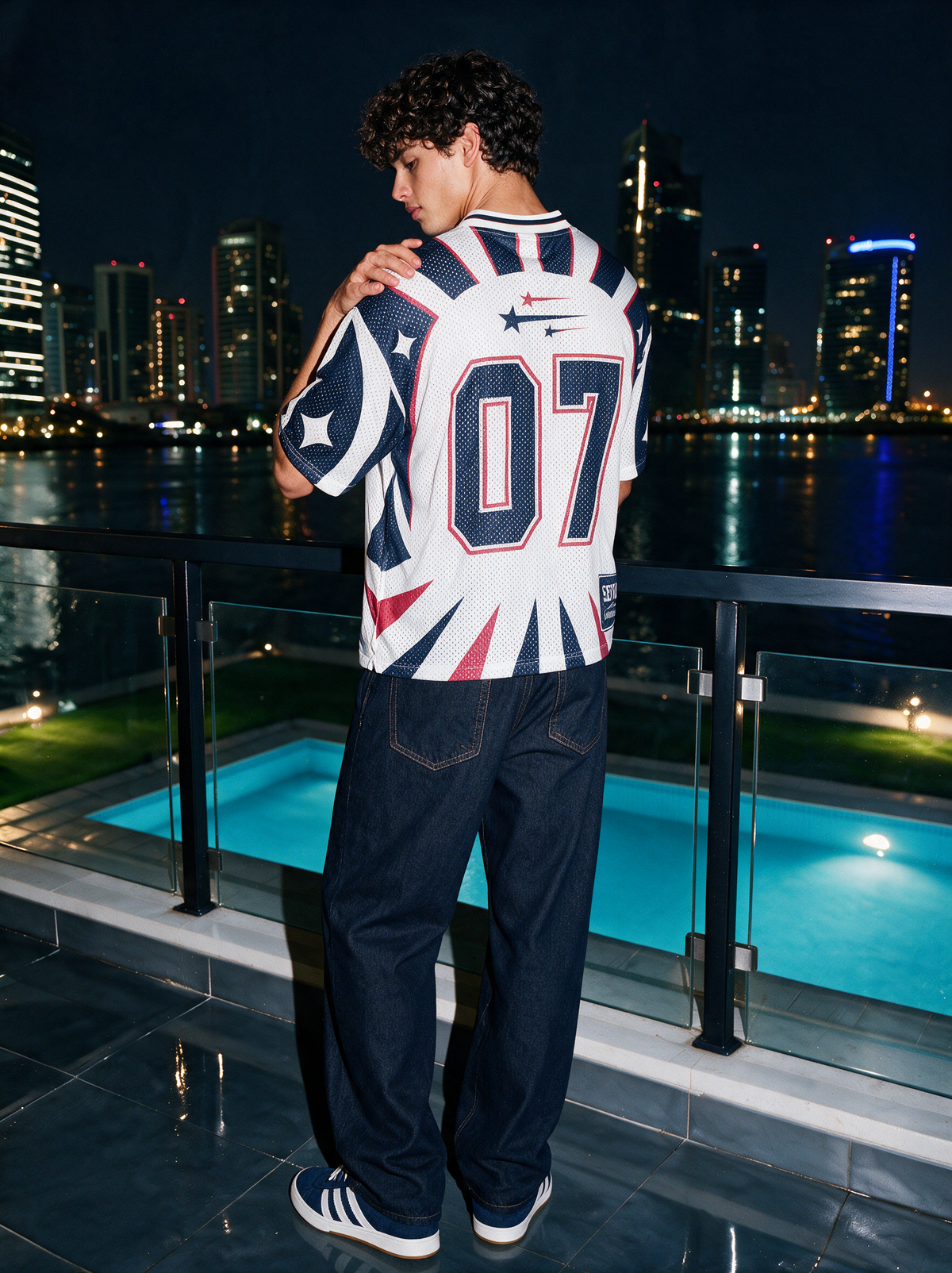 Varsity Football T-Shirt – Navy & White