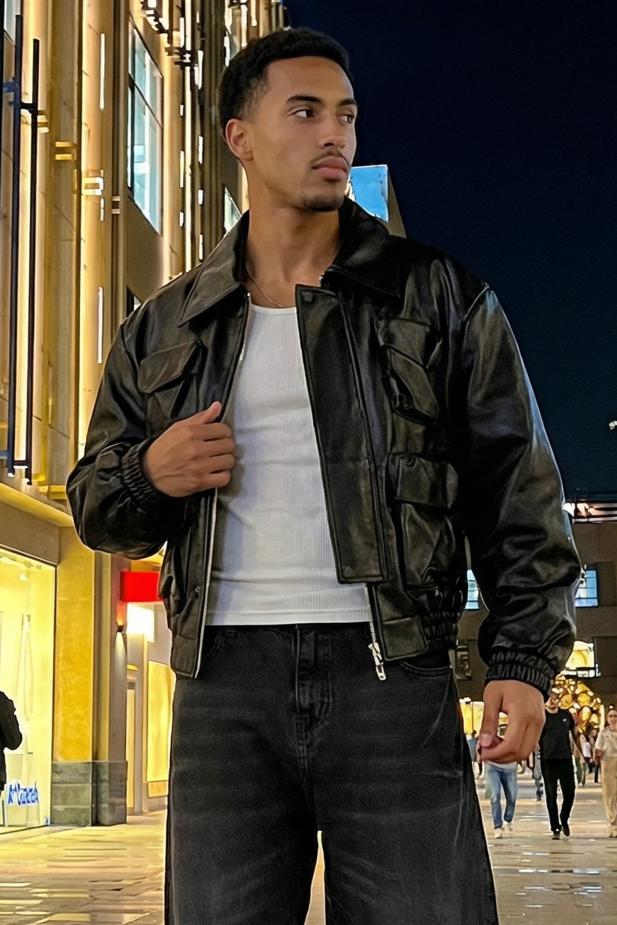 cropped leather jacket