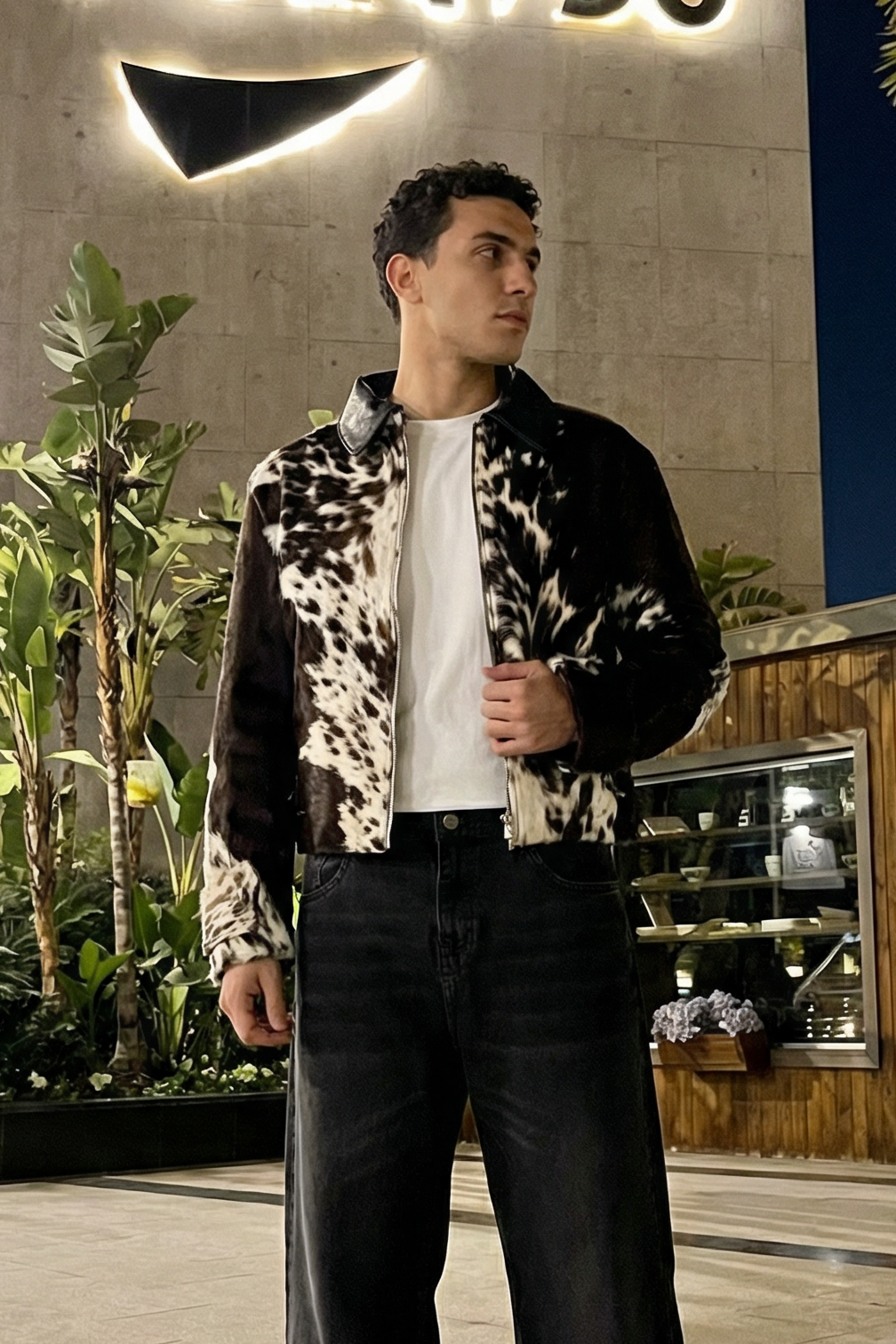 cow hide natural leather jacket ( one of a kind )