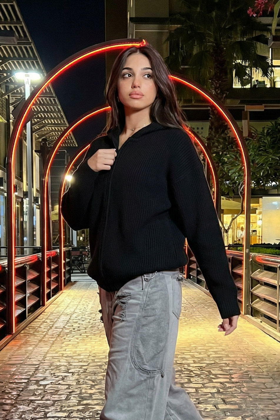 cotton - knit hoodie