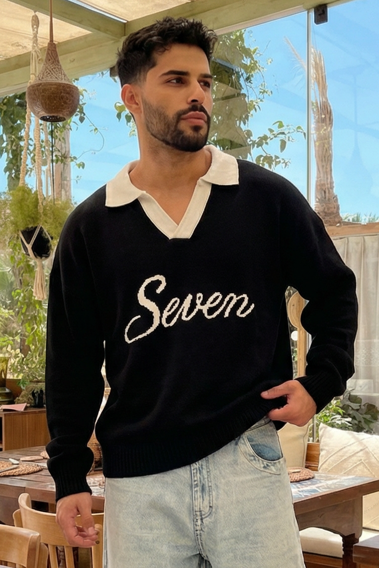 Relaxed fit knit polo