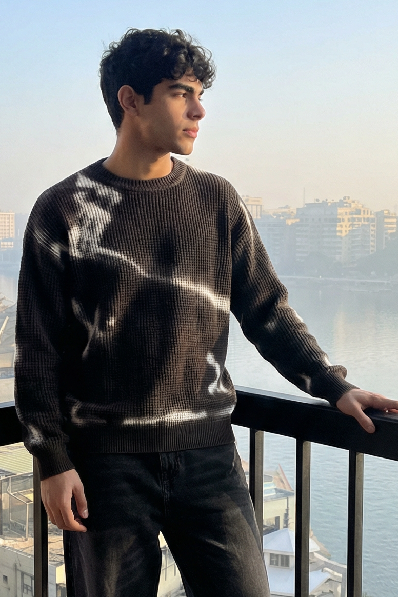 washed abstract print knitwear