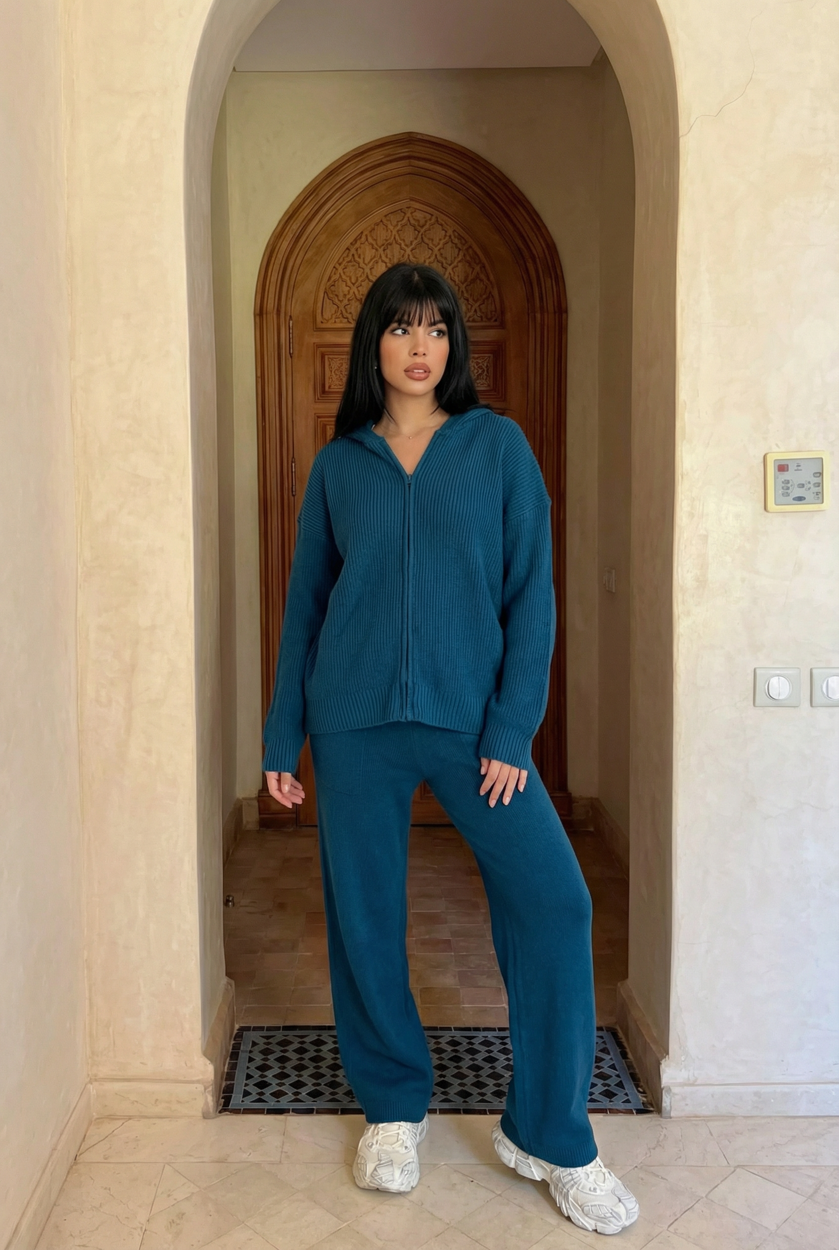 cotton - knit hoodie