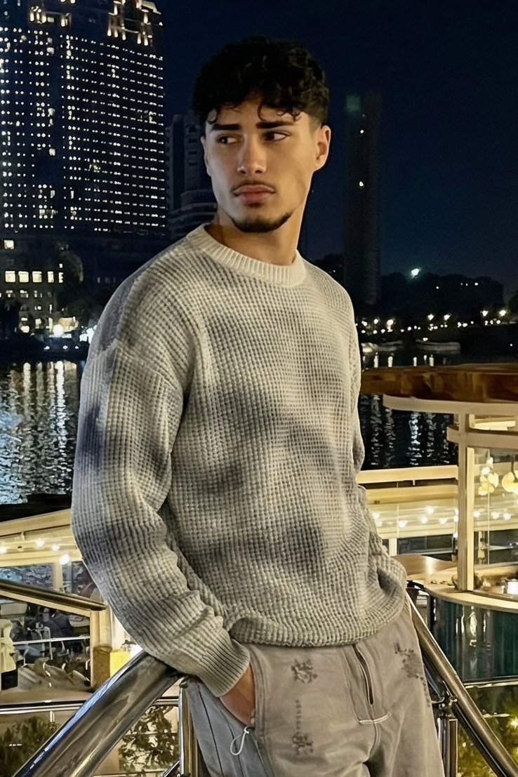 washed abstract print knitwear