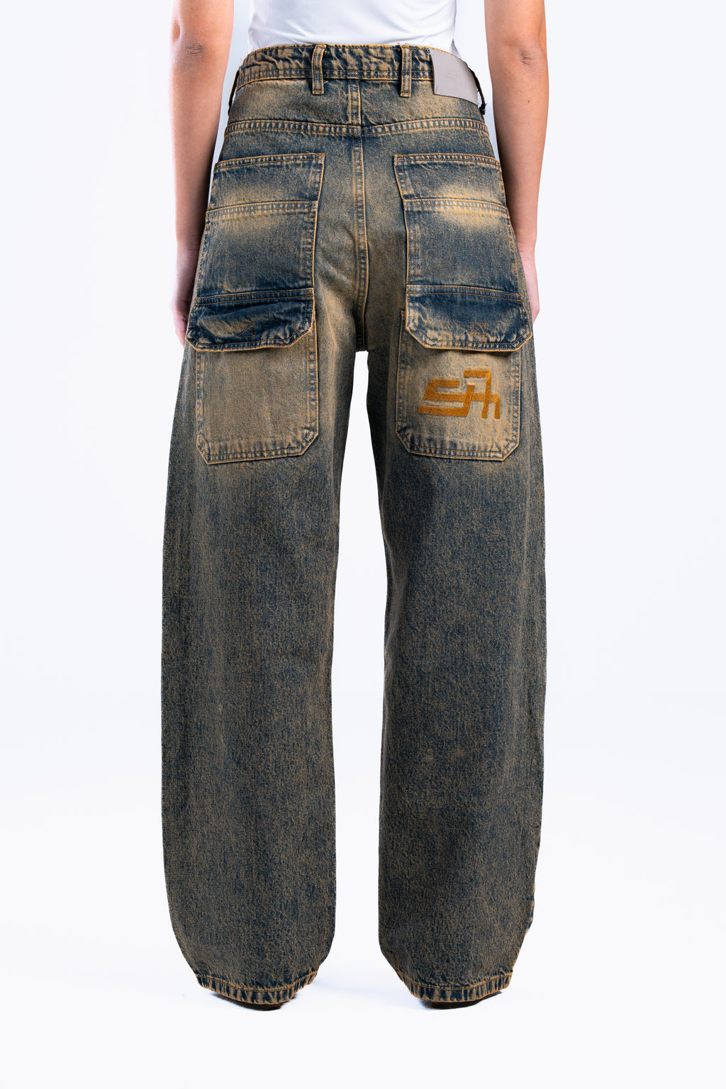 wide leg washed denim