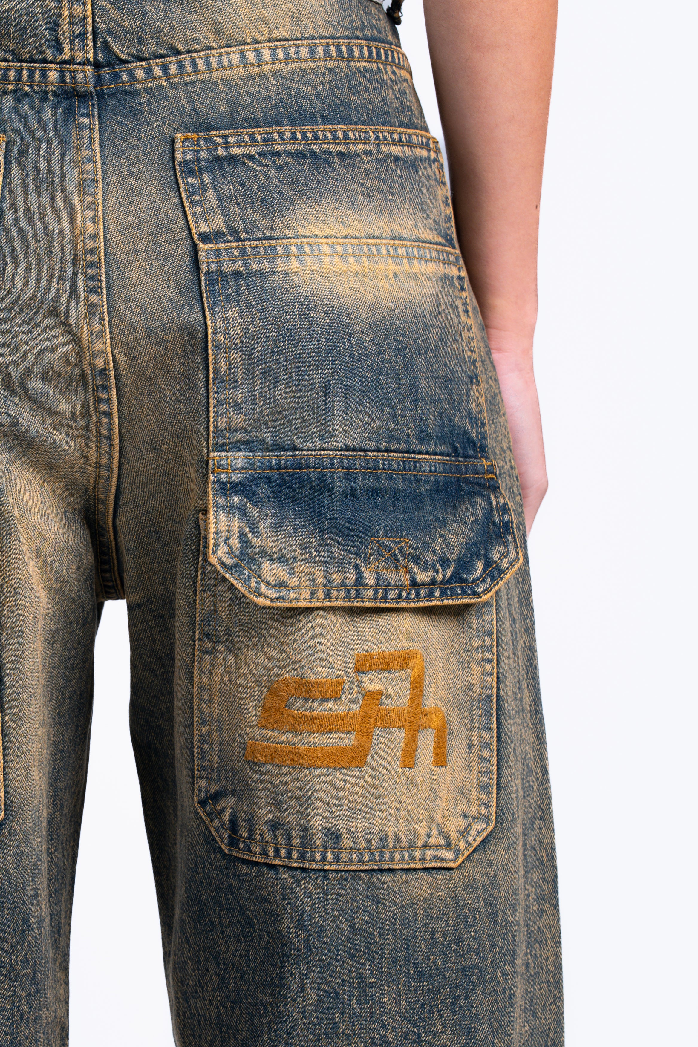 wide leg washed denim