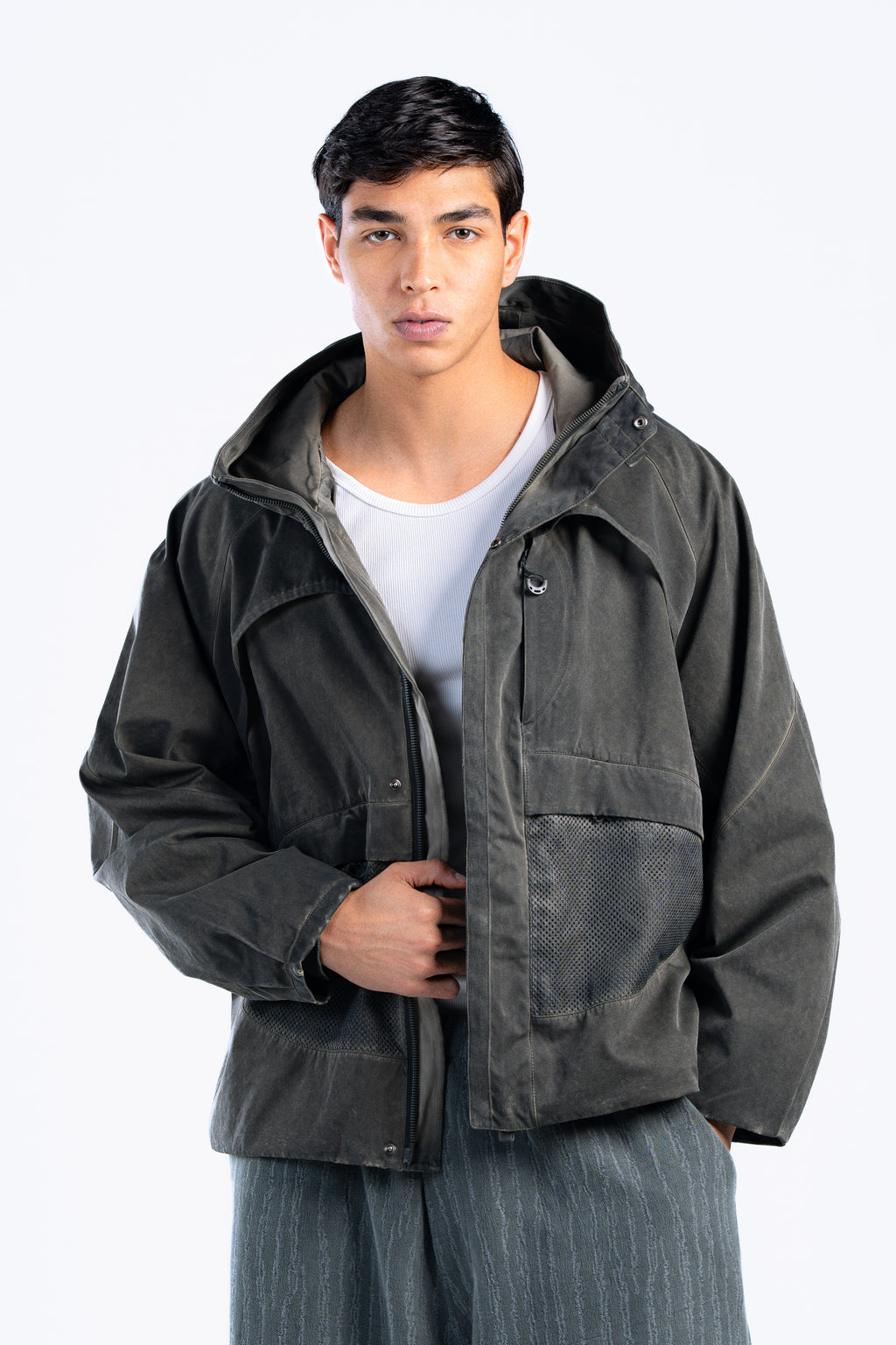 Washed green Technical Utility Jacket