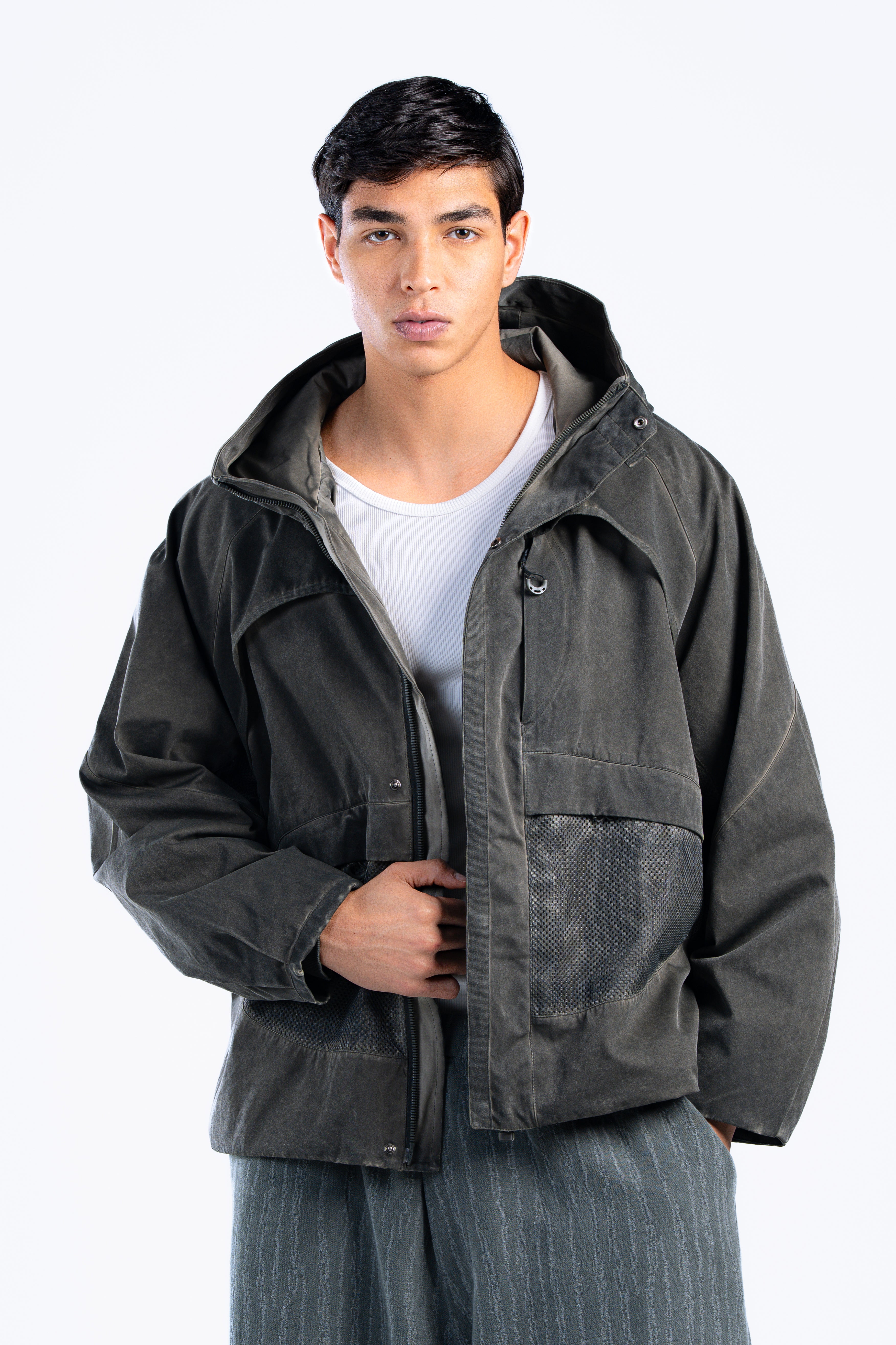 Washed green Technical Utility Jacket