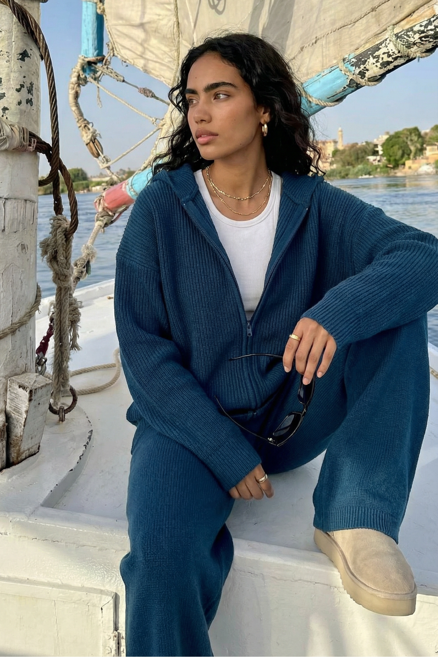 cotton - knit hoodie